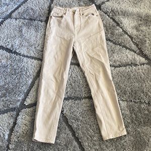 Beige high waisted  straight jeans